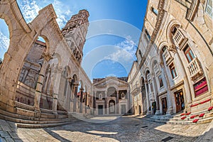 Peristyle Square of the ancient Diocletian Palace in old town area of Ã¢â¬â¹Ã¢â¬â¹Split, Croatia photo
